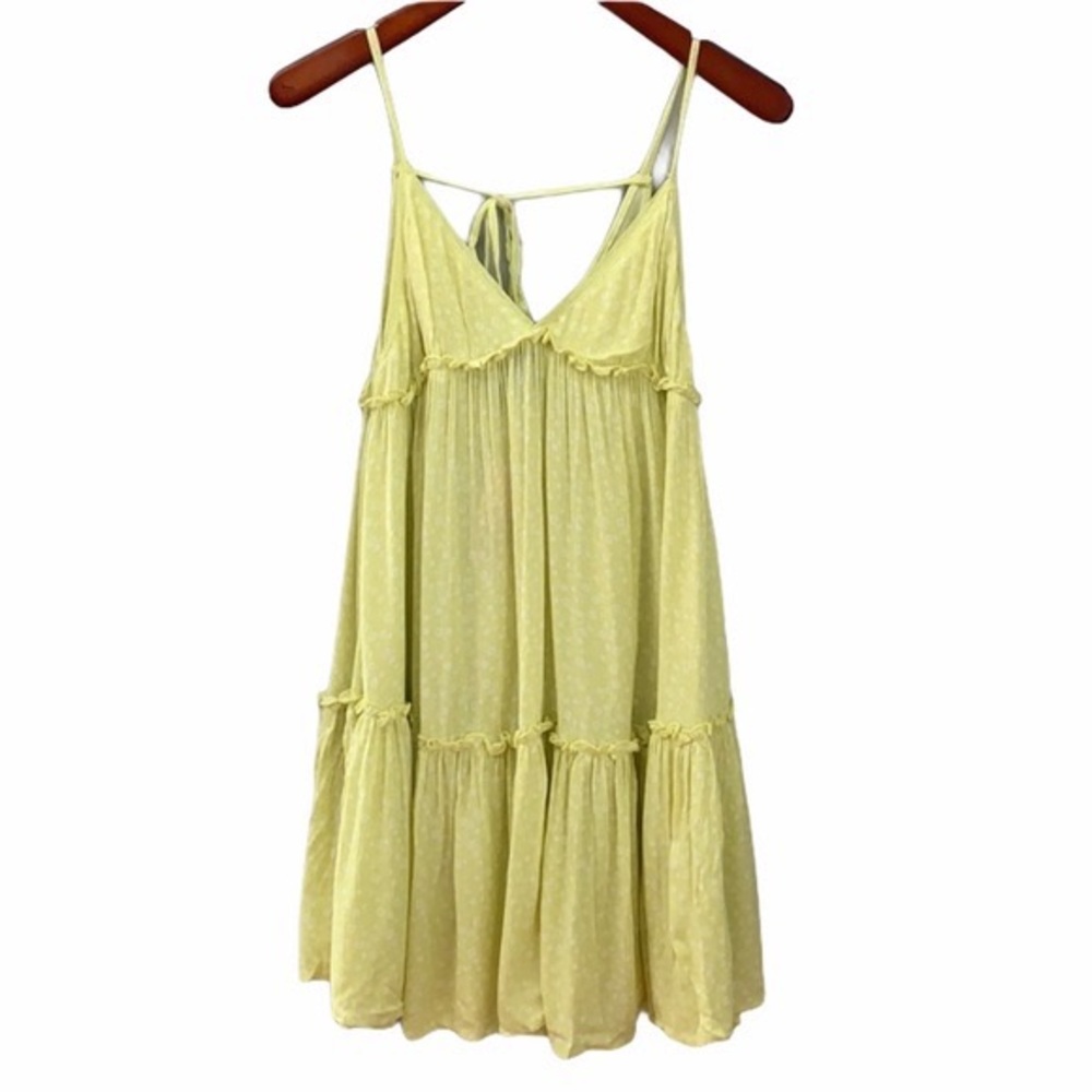 Wild Fable Neon Yellow Leopard Tiered Swing Dress